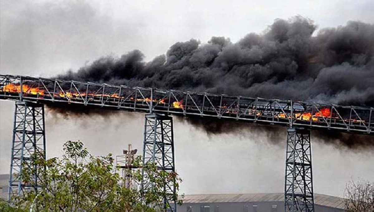 Incendio nastro trasportatore