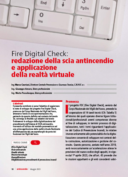 Fire Digital Check: redazione della scia antincendio e applicazione della realtà virtuale - Marco Cavriani, Giuseppe G. Amaro, Marta Passalacqua