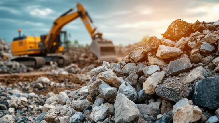 Cantiere o area di scavo con terre e rocce