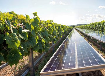 Impianto fotovoltaico integrato in un vigneto, esempio di agrivoltaico ai sensi del Testo Unico FER 2026.