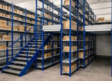 Soppalco industriale con scaffalature metalliche in magazzino verifica sicurezza struttura