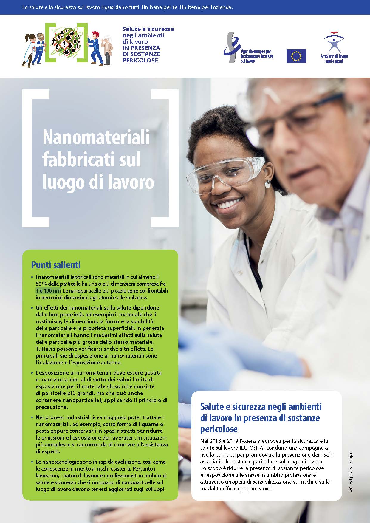 Fabbricazione di nanomateriali nel luogo di lavoro: scheda informativa da EU-OSHA